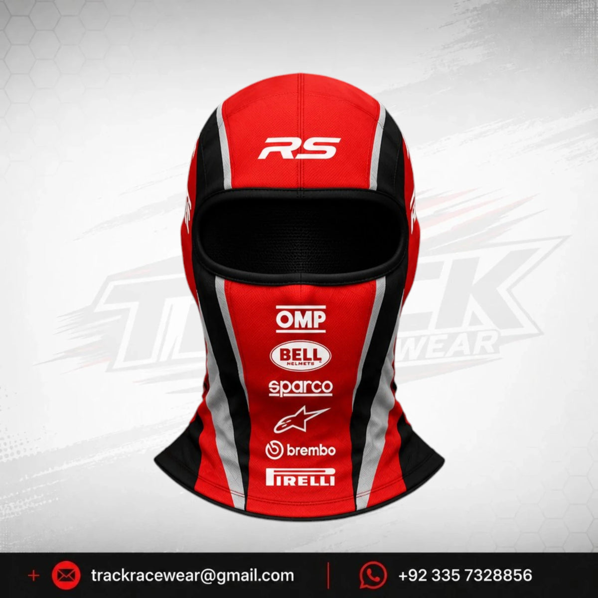 RS Scarlet Black Karting Balaclava