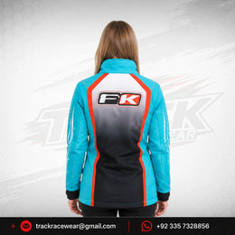Turquoise Black Motorsport Jacket with Red Racing Accents