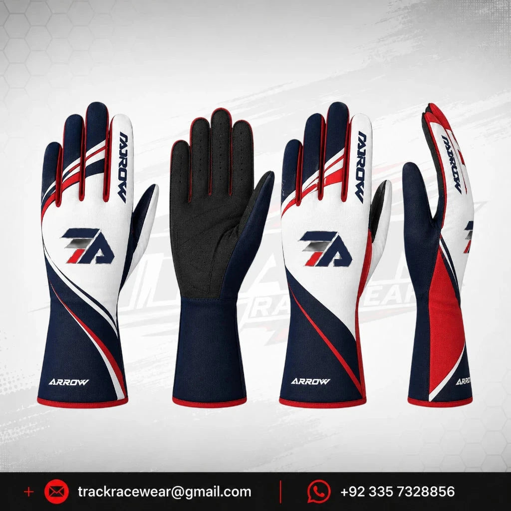 Arrow Lite Team Kart Racing Gloves Red White Navy
