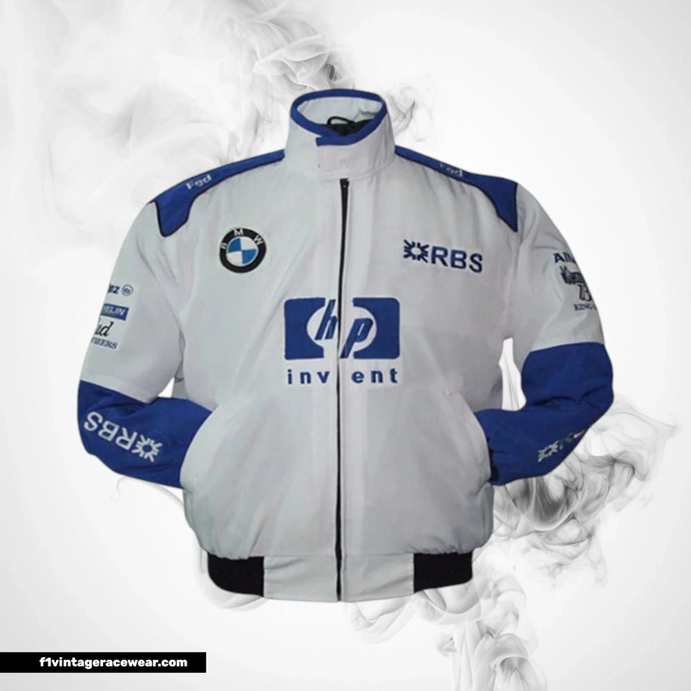 BMW RBS F1 Racing Jacket White and Royal Blue Motorsport Style
