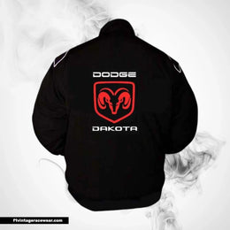 Dodge Dakota Racing Jacket Black White Piping Streetwear Style
