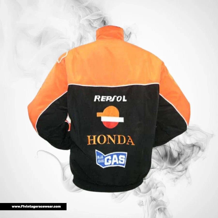 Honda Repsol Snap On MotoGP Inspired Jacket Orange Black Racing Style