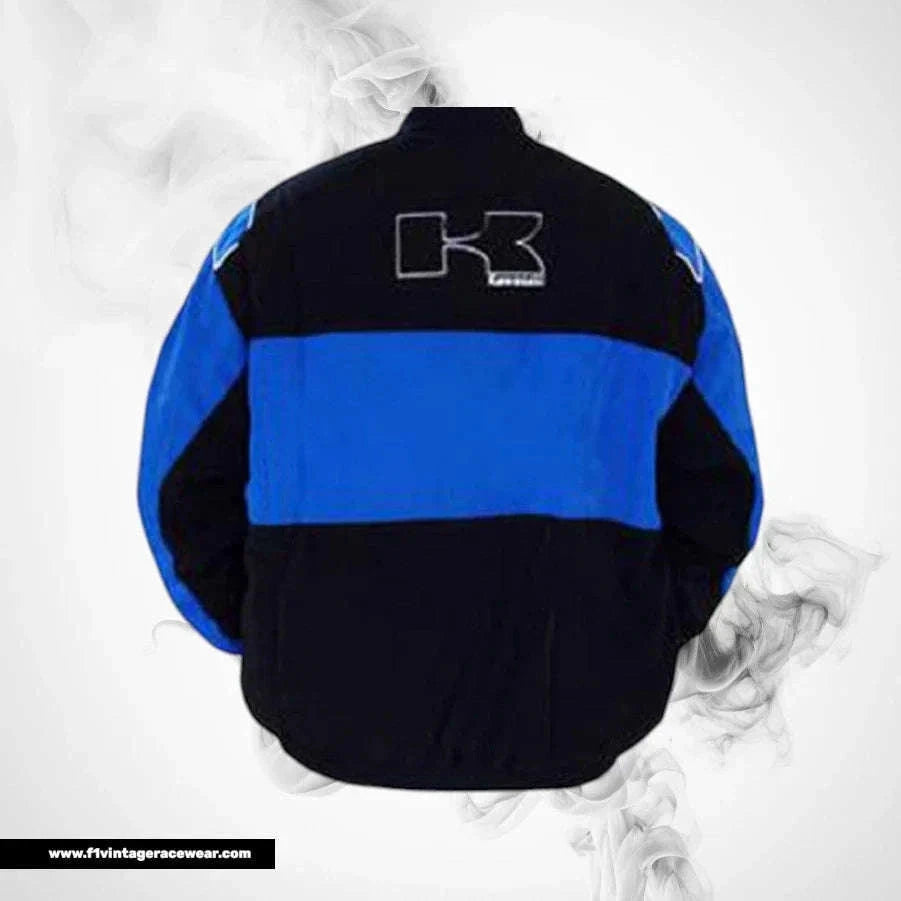 Kawasaki F1 Inspired Motorcycle Jacket Black Royal Blue Racing Style