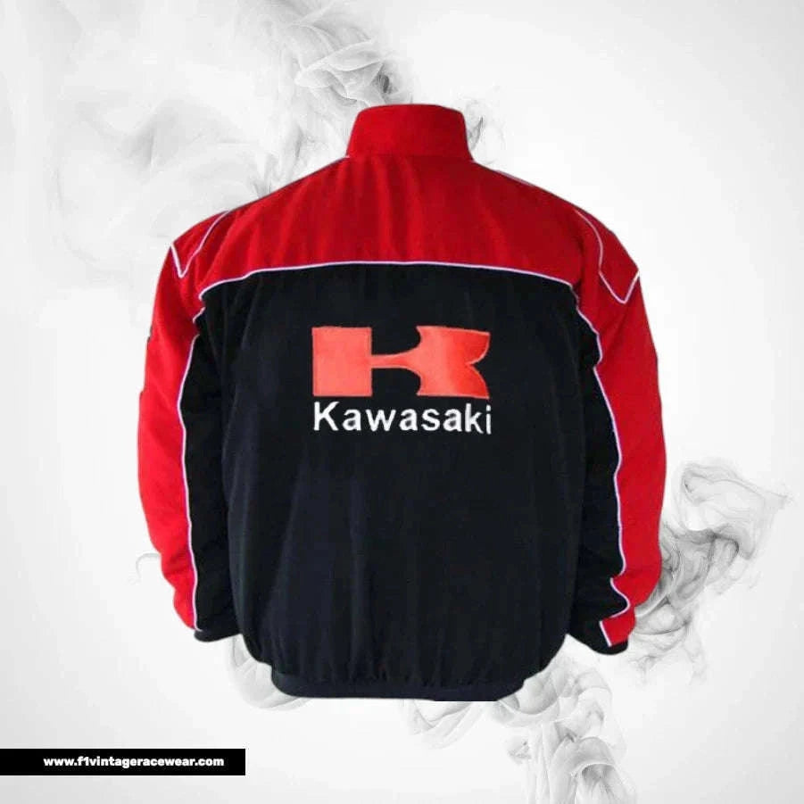 Kawasaki ZX6R F1 Inspired Motorcycle Jacket Red Black Racing Style