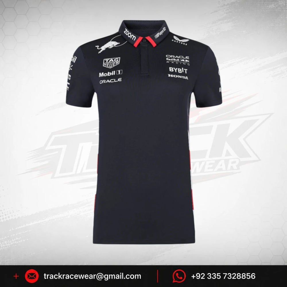Red Bull Racing F1 Women's Special Edition America Race Team Polo Shirt- Navy