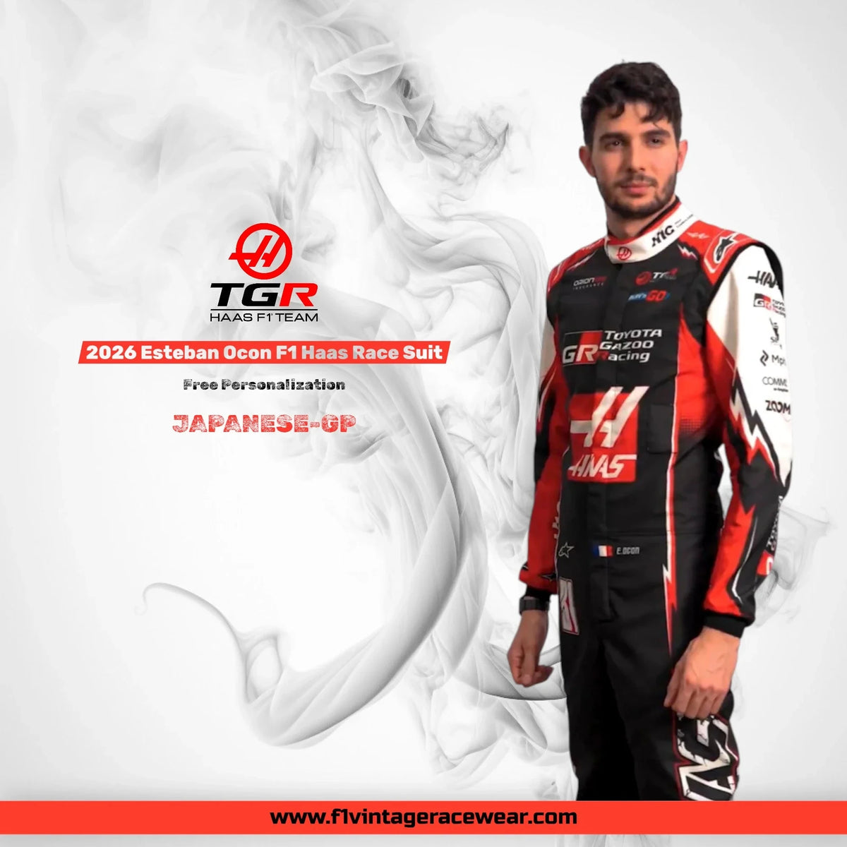 Official Esteban Ocon 2026 Haas F1 Suit – Japanese GP New Edition